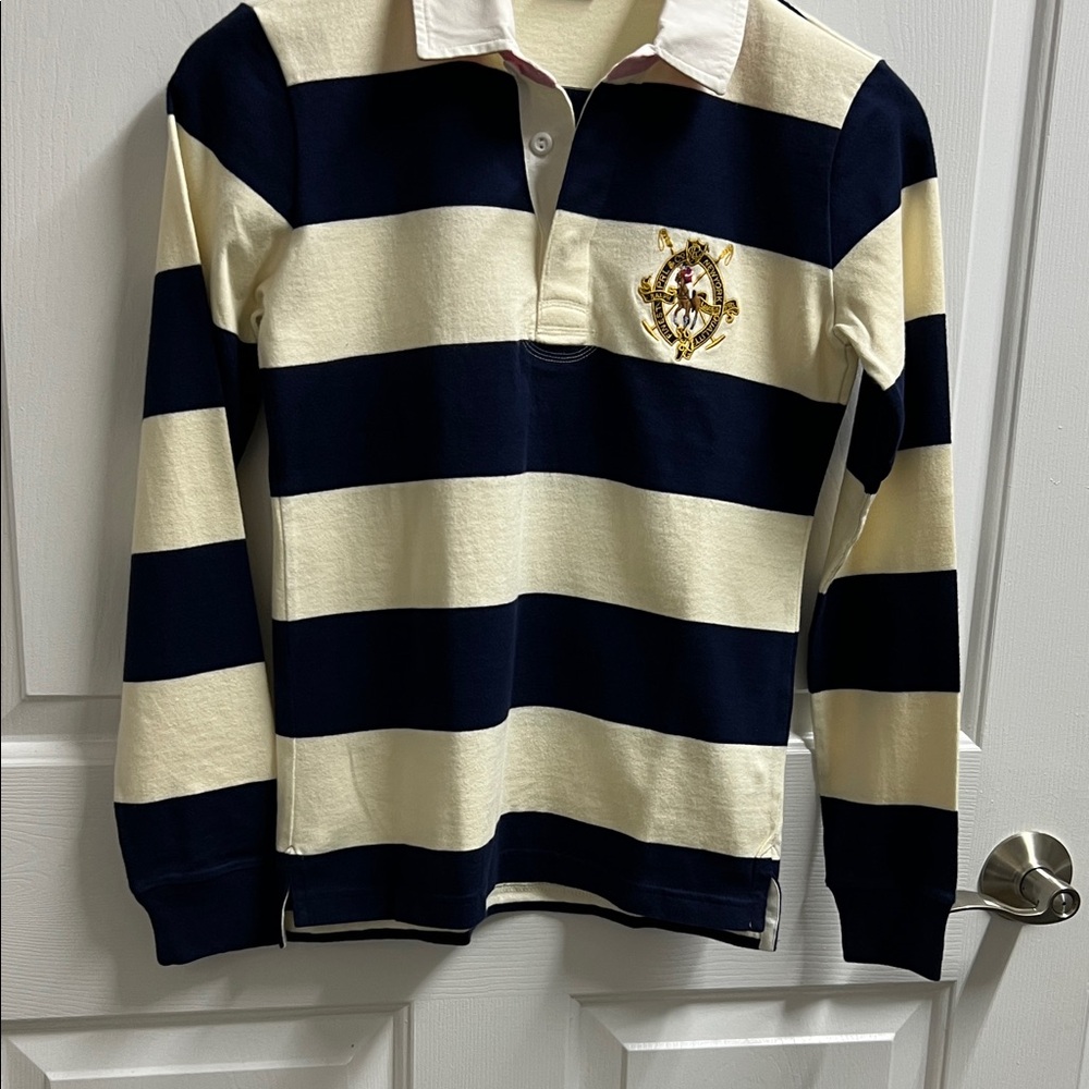 Polo by Ralph Lauren women’s Navy and Cream long sleeve Shirt size xs - Picture 3 of 9